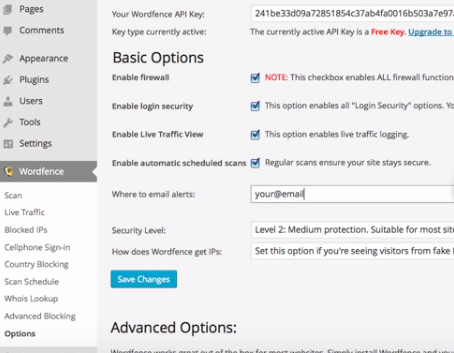 Sucuri vs Wordfence: wordfence-basic-settings