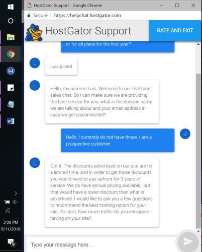 HostGator チャット3