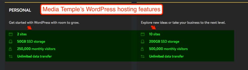WordPress hosting features