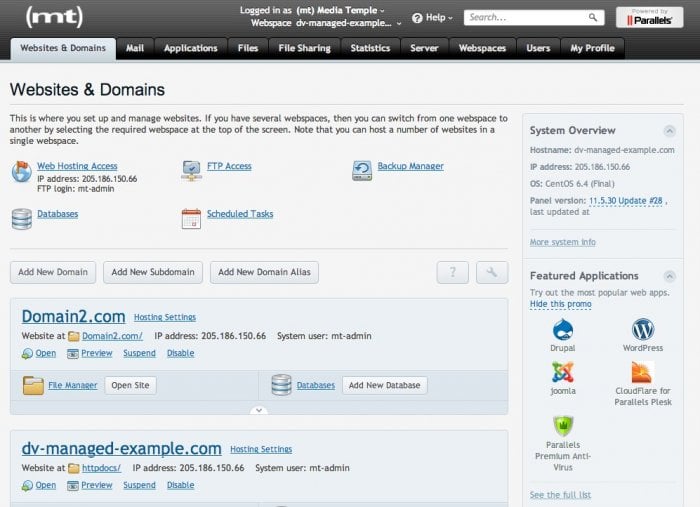 media temple cPanel