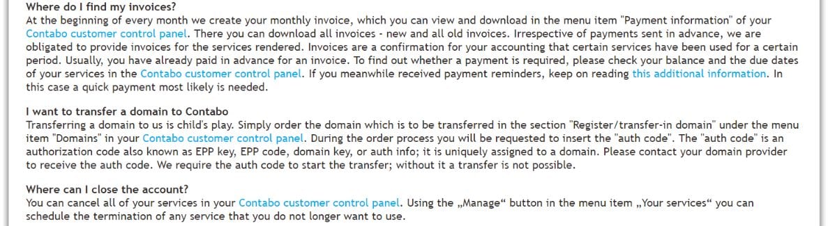 contabo support faq