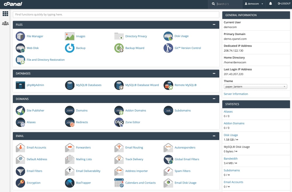 cPanel-dashboard