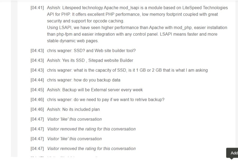 email chat transcript