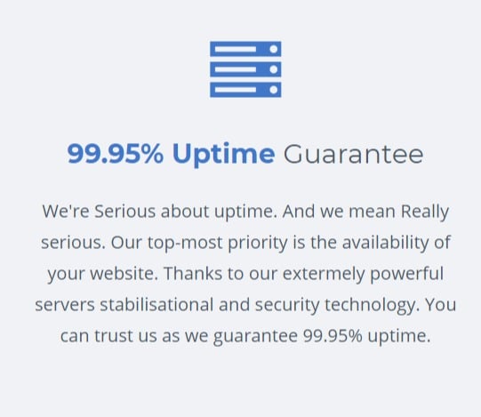 Visual Web Technologies: uptime guarantee 99.95%