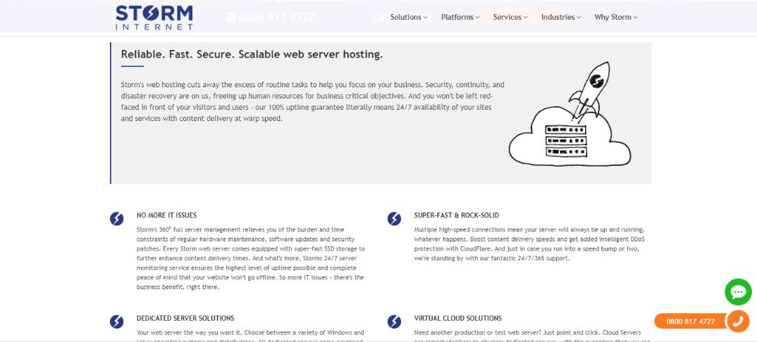 Storm's internet web server hosting