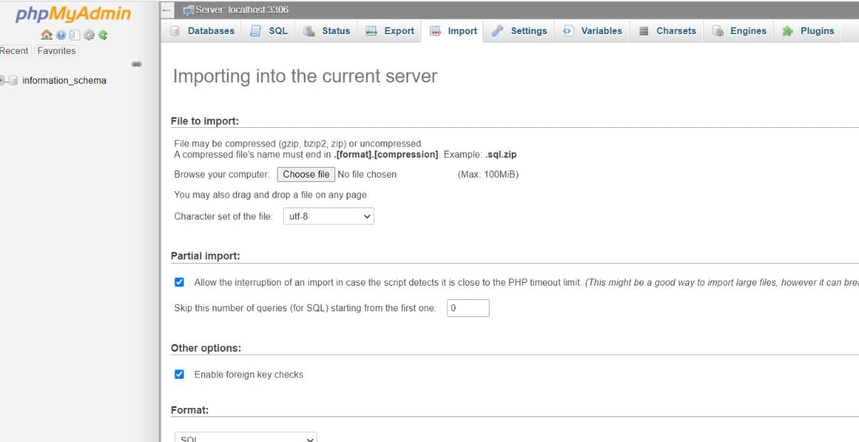 interserver phpmyadmin import