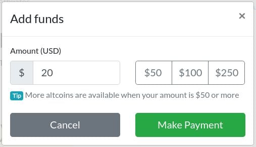 BitLaunch add funds