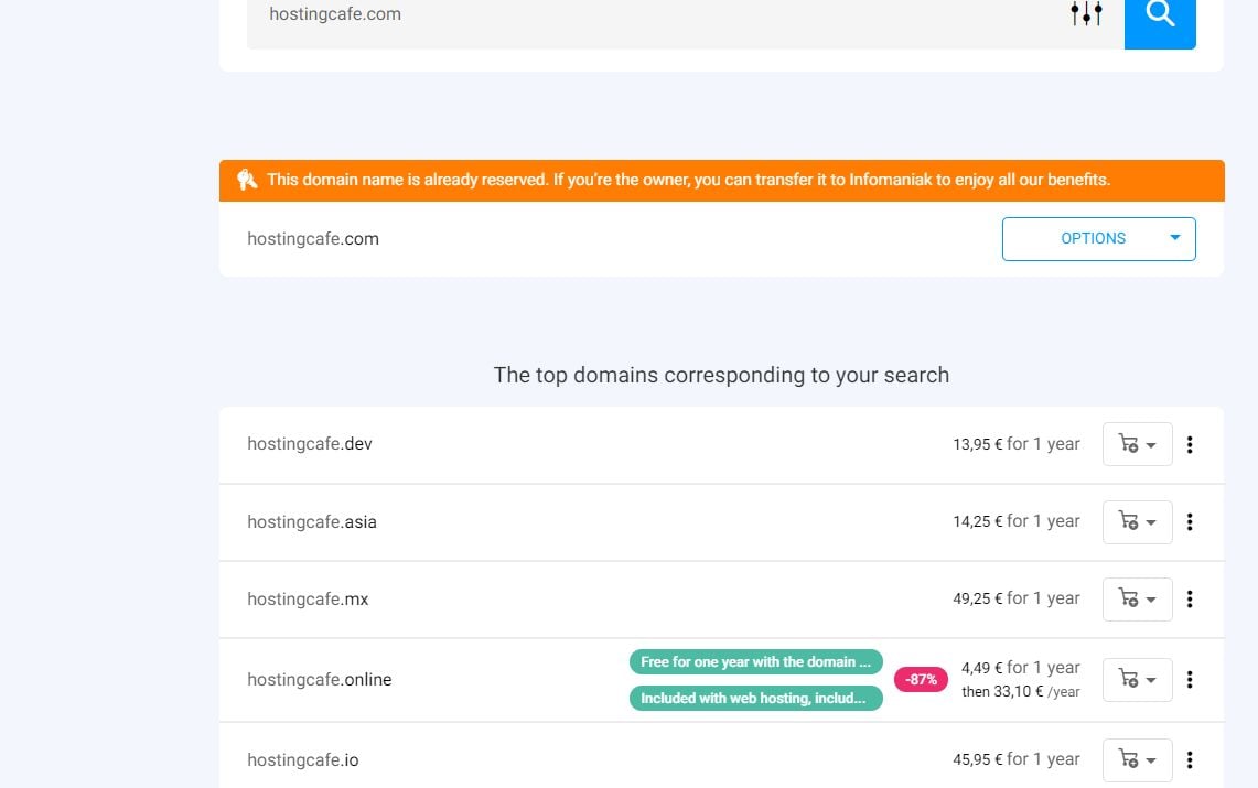 infomaniak domain search