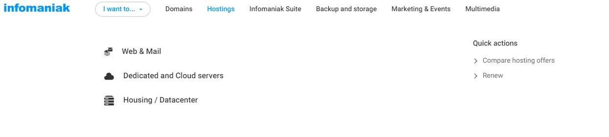 infomaniak hosting types