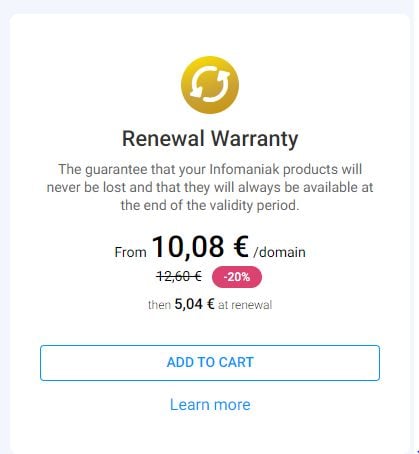 infomaniak renewal warranty