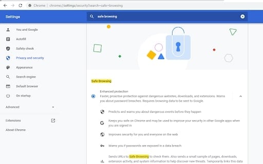 enable enhanced protection under security