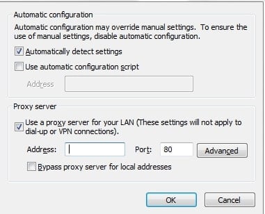 save proxy address and port number