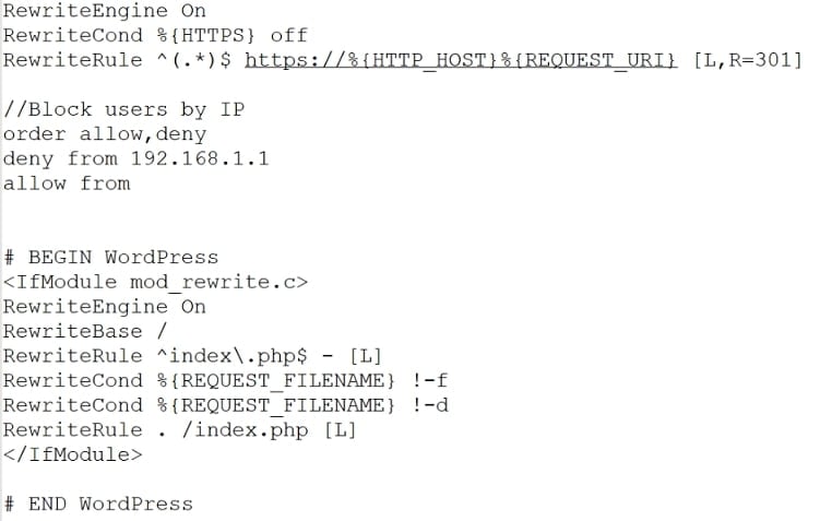 WordPress HTTP error htaccess file