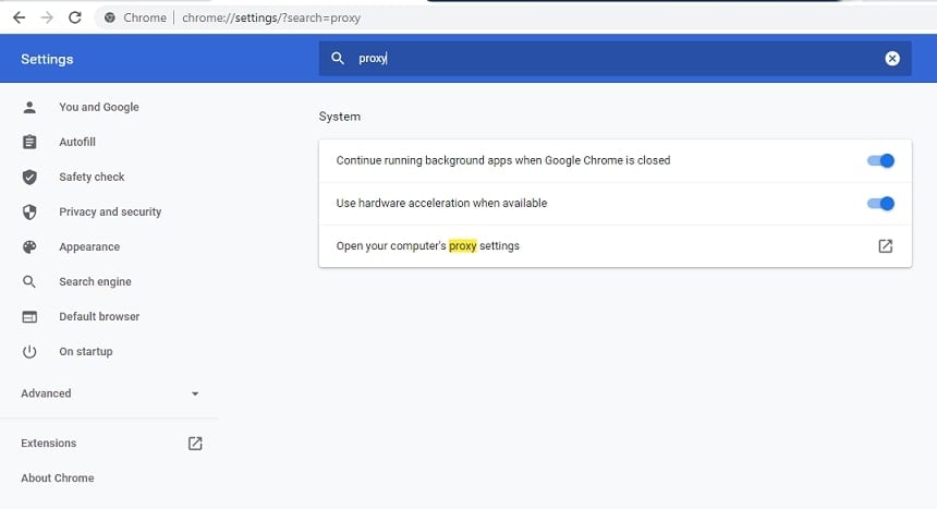 system proxy