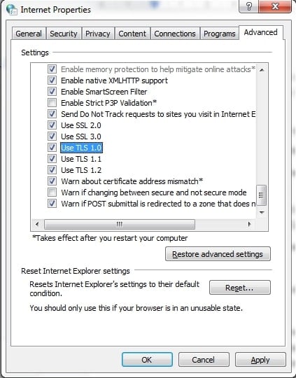 ERR_SSL_PROTOCOL_ERROR: enable all TLS n SSL