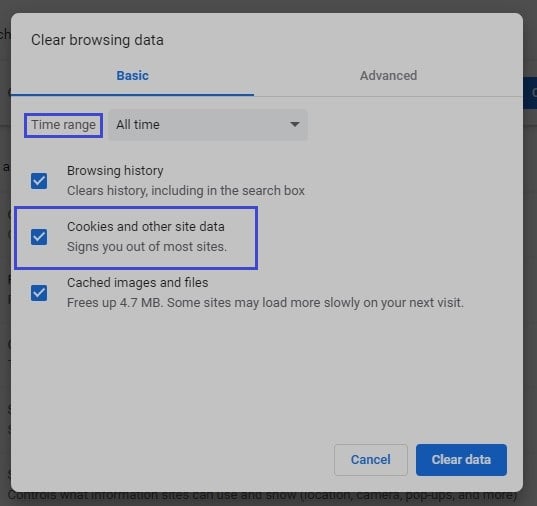 Clear browser data