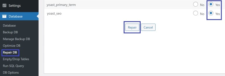 Repair DB