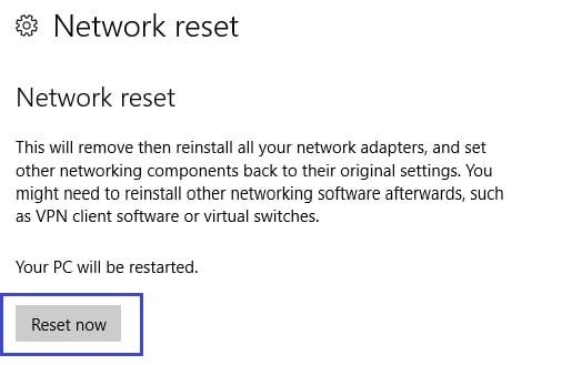 Network-reset: err_name_not_resolved