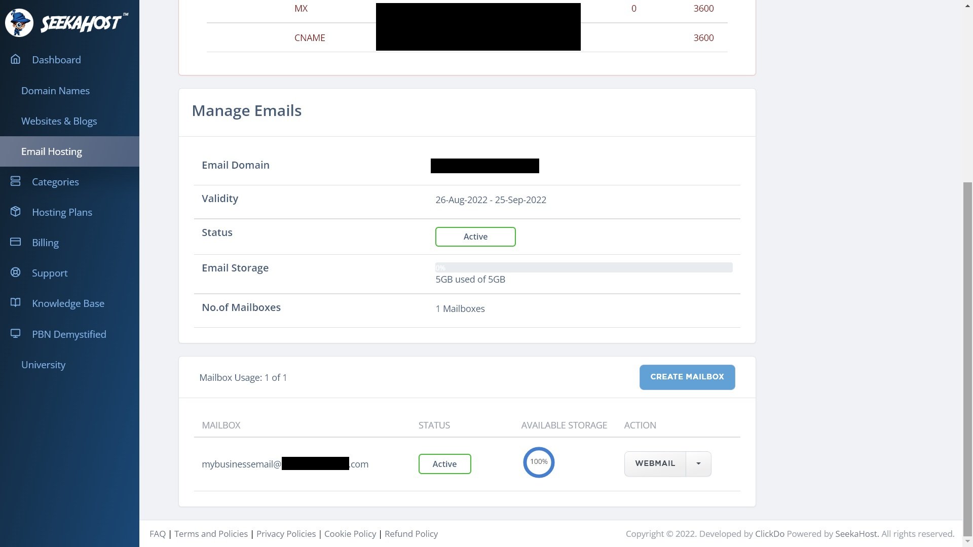 Mailbox Access: SeekaHost