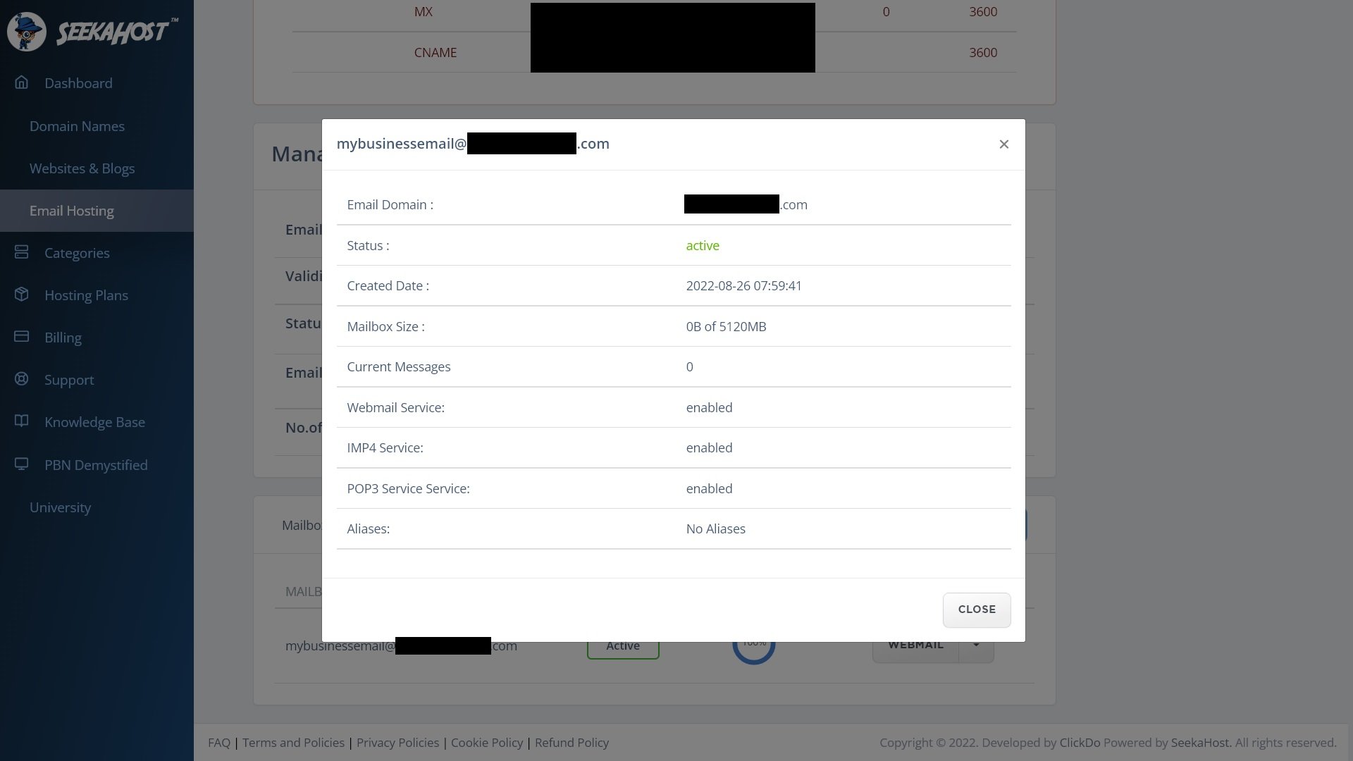 Mailbox Info: SeekaHost