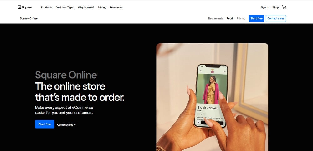 Free Ecommerce Website Builders: Square