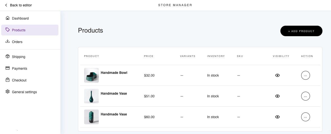 Free Ecommerce Website Builders: Zyro Products