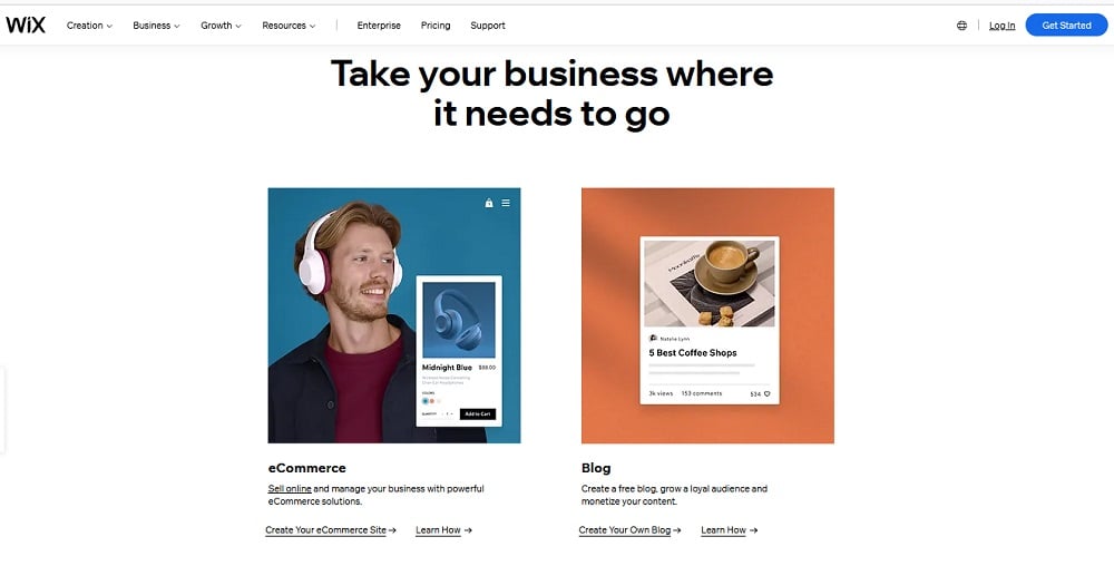 Free Ecommerce Website Builders: Wix