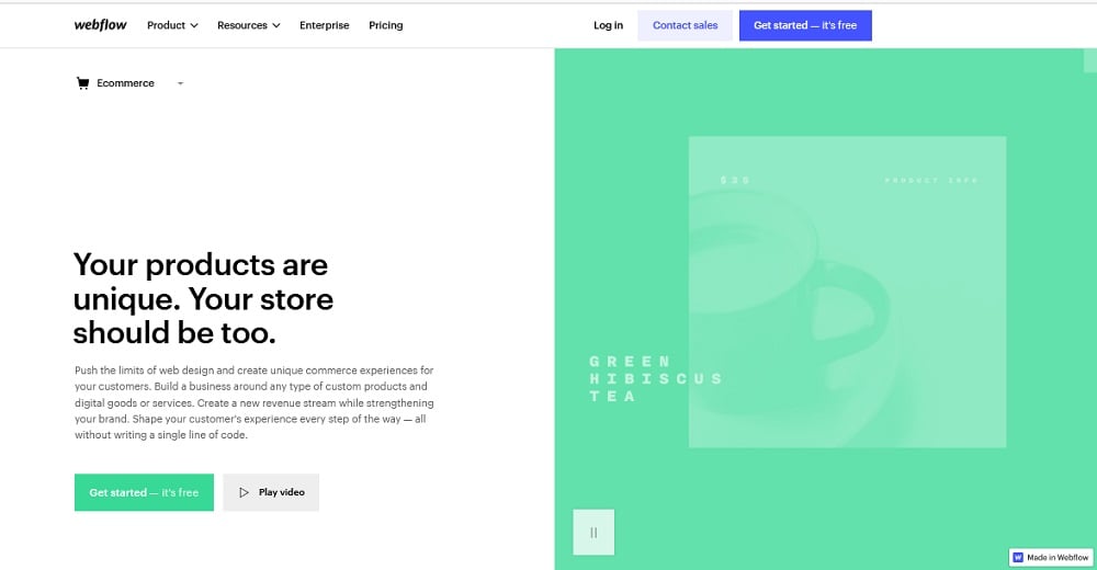 Free Ecommerce Website Builders: Webflow